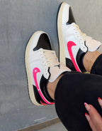 Cream Hot Pink Swarovski Women’s Air Jordan 1 Low Shoes