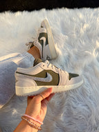 Army Green Swarovski Women’s Air Jordan 1 Low Shoes