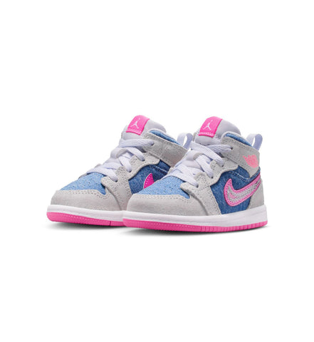 Pink Barbie Denim Baby Toddler Swarovski Jordan 1 Mid
