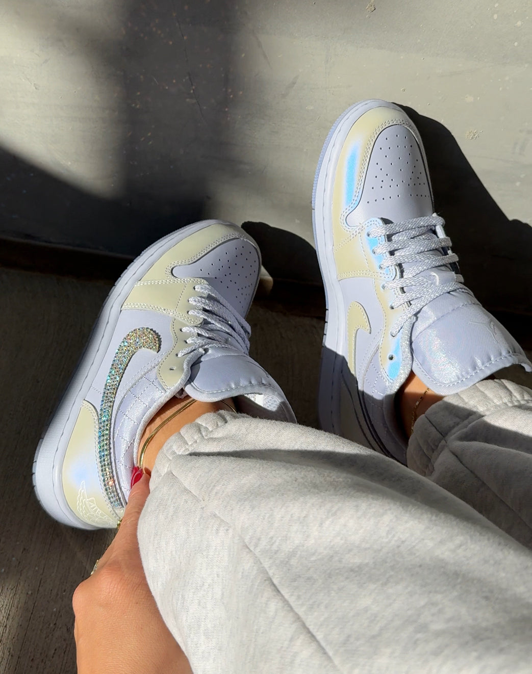 Special Edition Iridescent Swarovski Women’s Air Jordan 1 Low Shoes