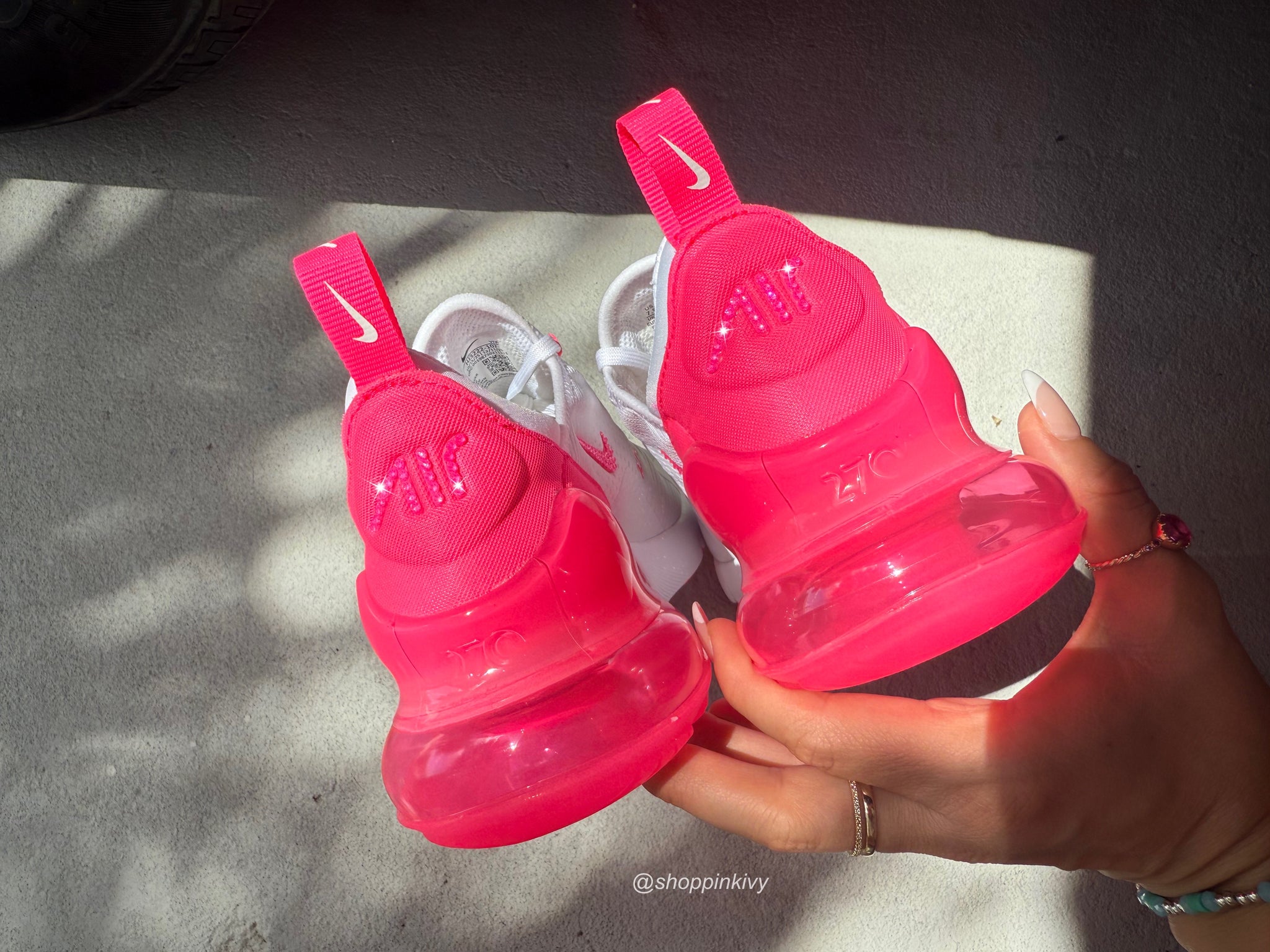 Bubblegum Hot Pink Swarovski Women's Nike Shoes Air Max 270