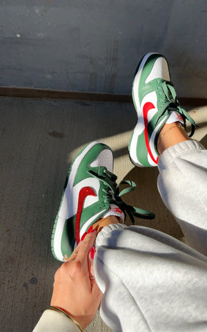 Christmas Red Green Swarovski Womens Nike Dunk Shoes