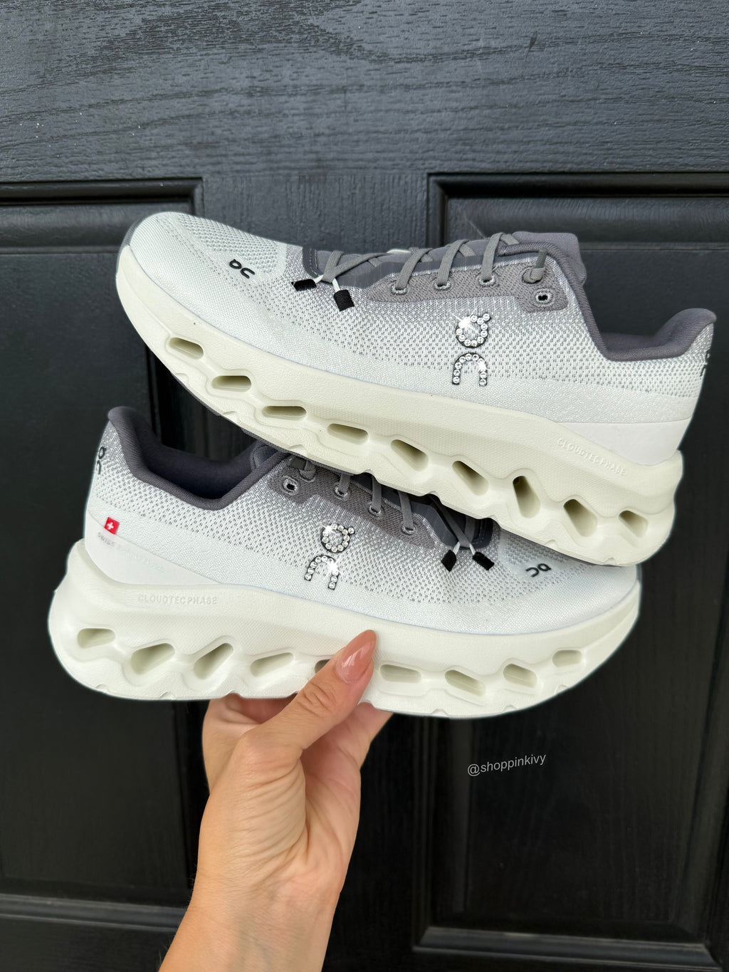 Gray 🩶Ombre Swarovski On Cloudtilt Running Shoes