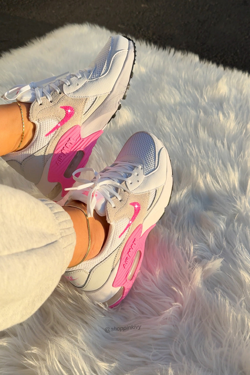 NEW White Pink Nike Swarovski Womens Nike Air Max