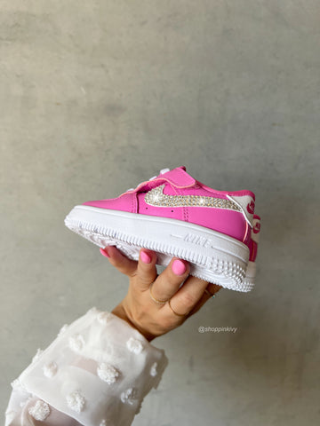 Hot Pink Baby Toddler Pre-School Swarovski Air Force 1