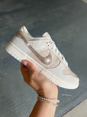 Neutral Lace Special Edition Swarovski Womens Nike Dunk Shoes