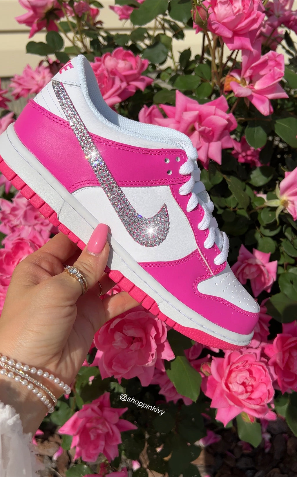 Hot Pink Swarovski Womens Nike Dunk Shoes