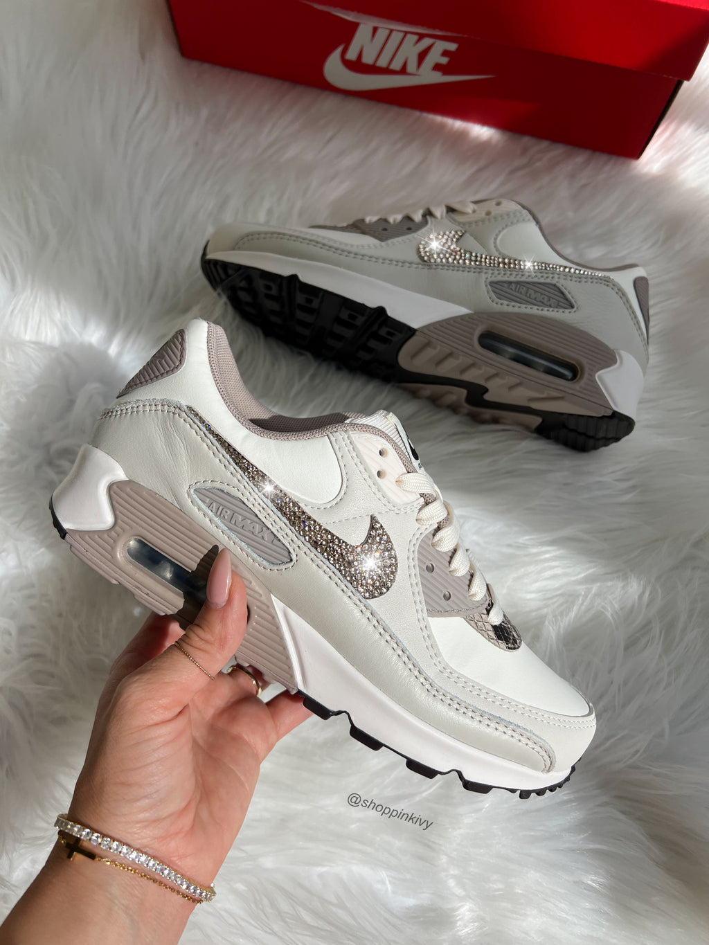 Neutral Animal Print Swarovski Womens Nike Air Max 90