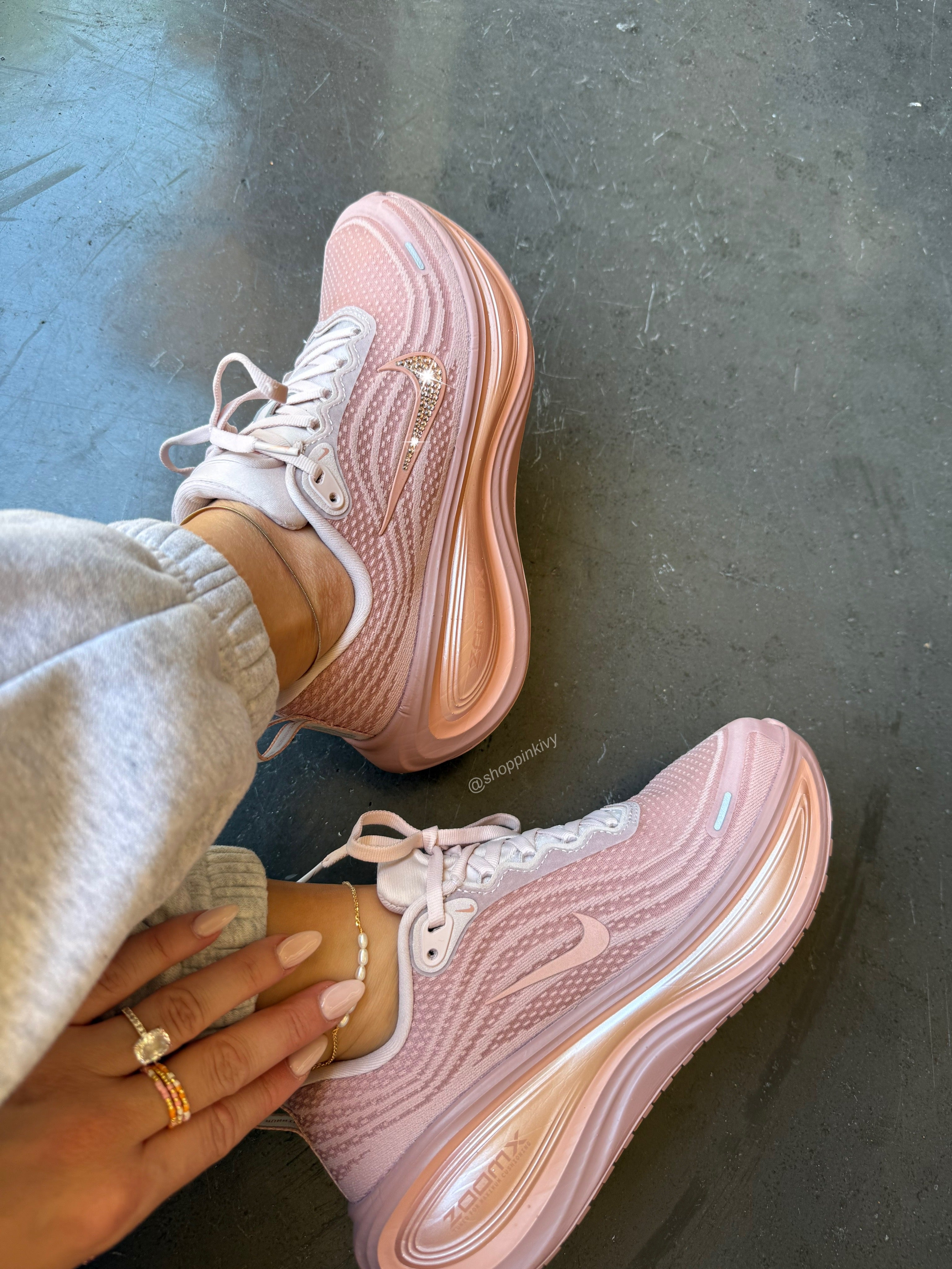 NEW Rose Gold Swarovski Womens Nike Zoom Shoes