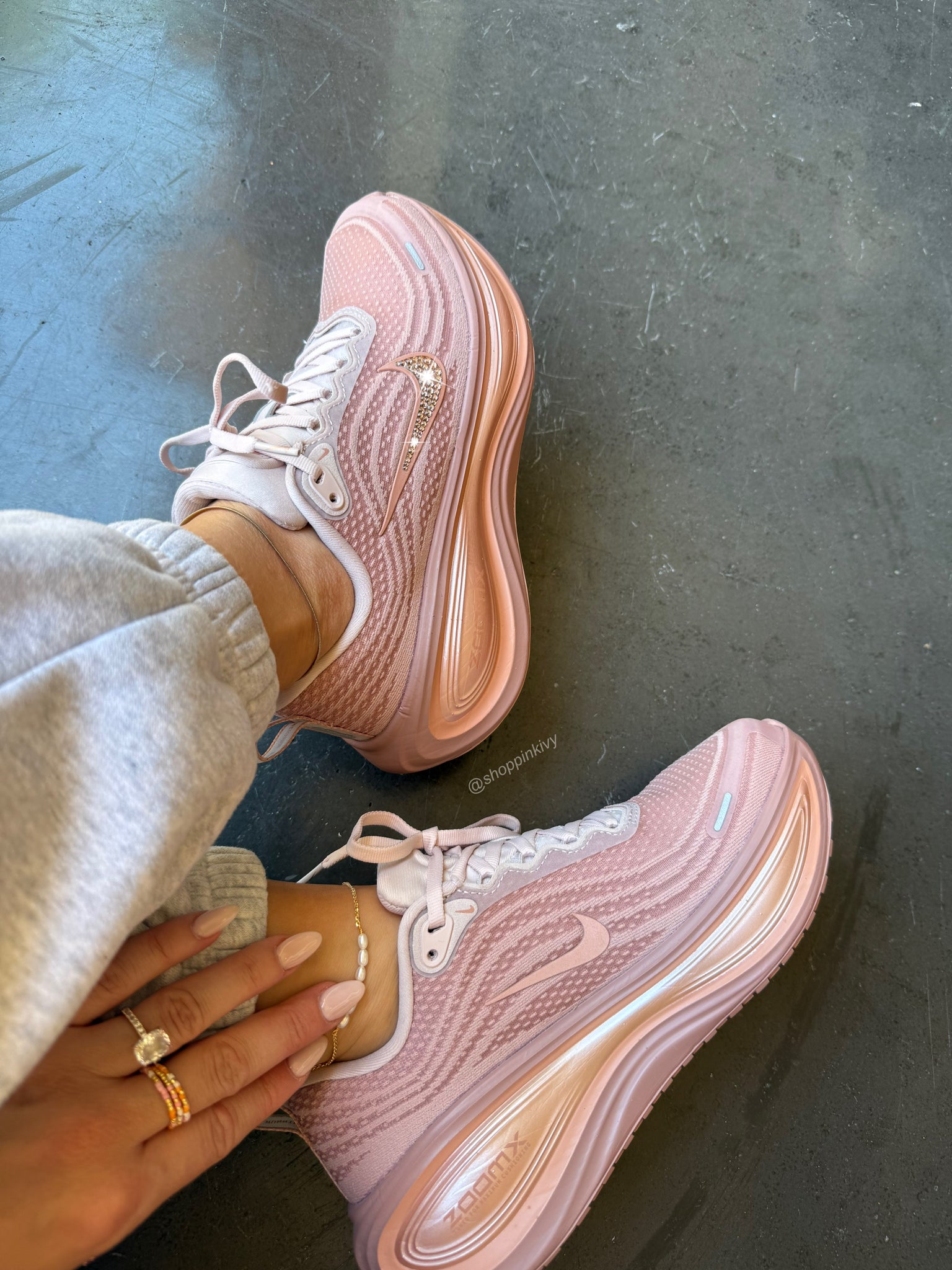 NEW Rose Gold Swarovski Womens Nike Zoom Shoes