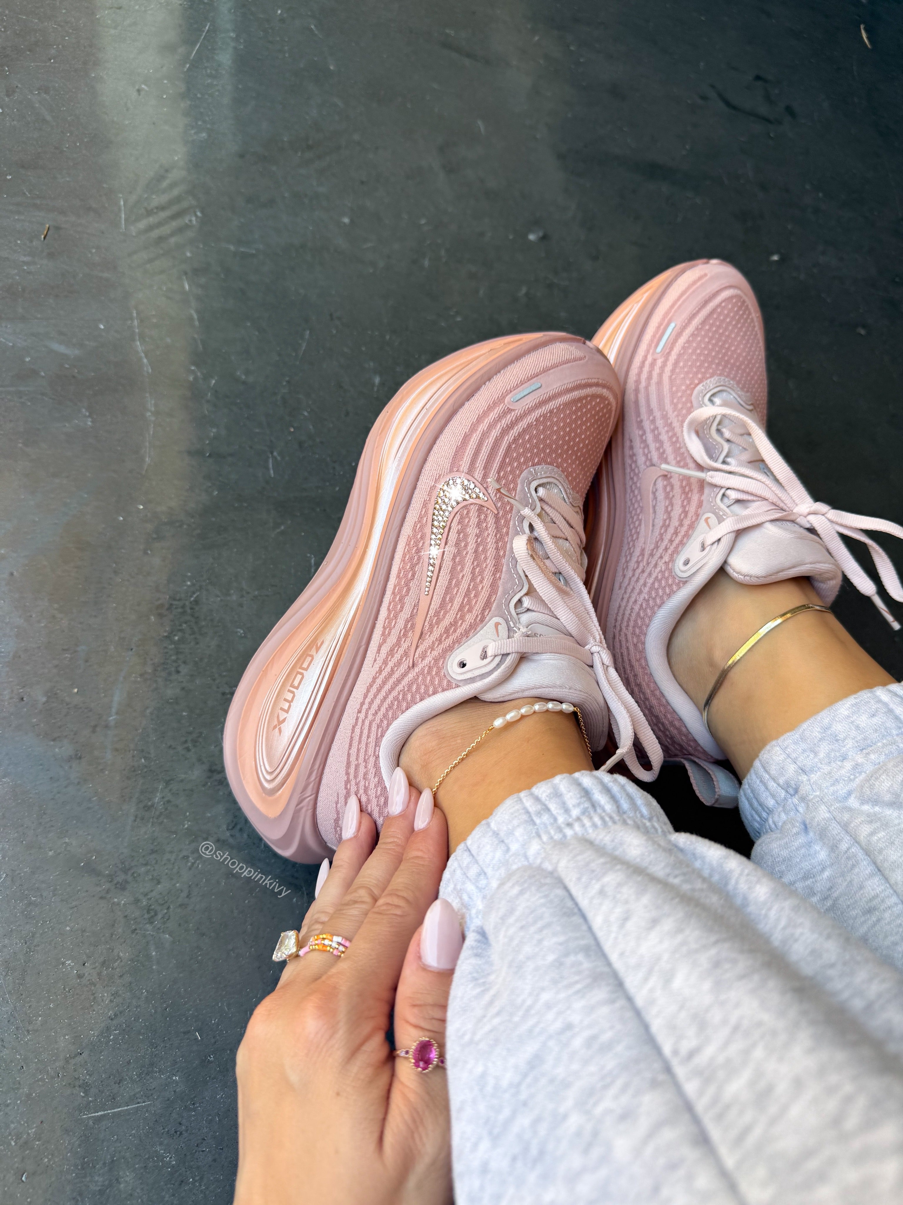 NEW Rose Gold Swarovski Womens Nike Zoom Shoes