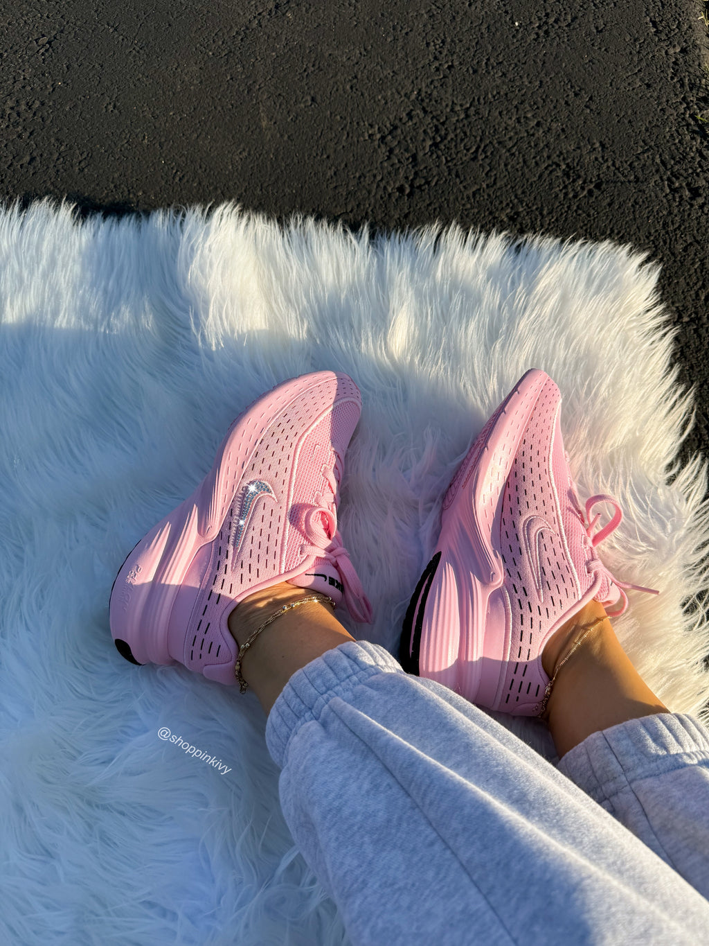 Bubblegum Pink Swarovski Womens Girls Nike Shoes