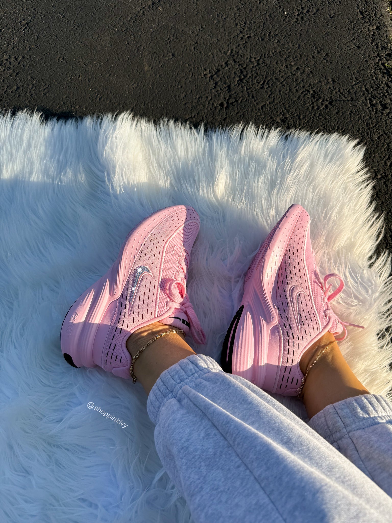 Bubblegum Pink Swarovski Womens Girls Nike Shoes