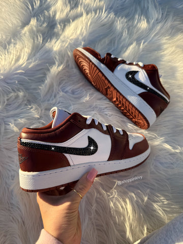 Rare Coffee Brown Swarovski Women’s Air Jordan 1 Low Shoes