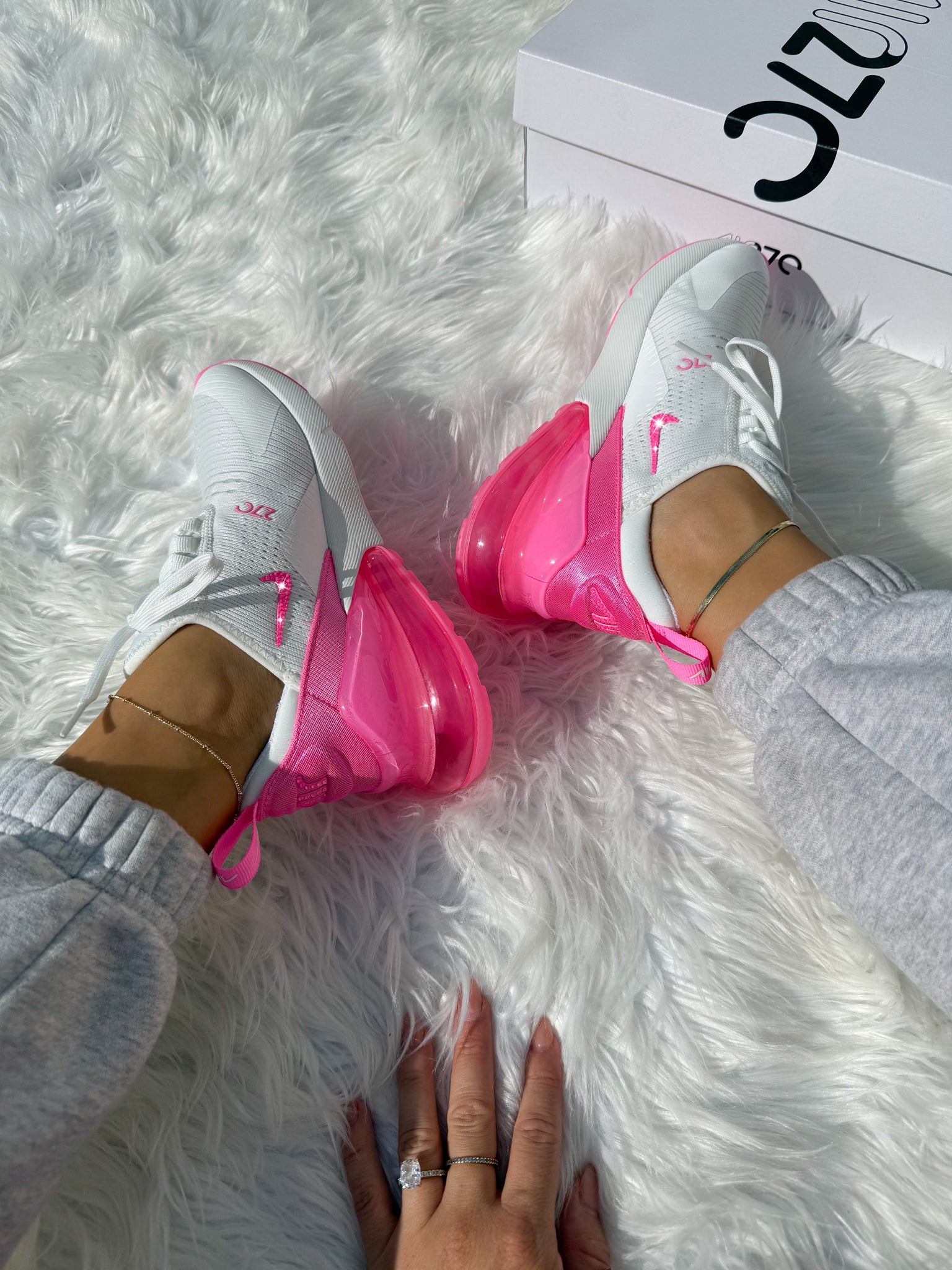 Bubblegum Hot Pink Swarovski Women's Nike Shoes Air Max 270