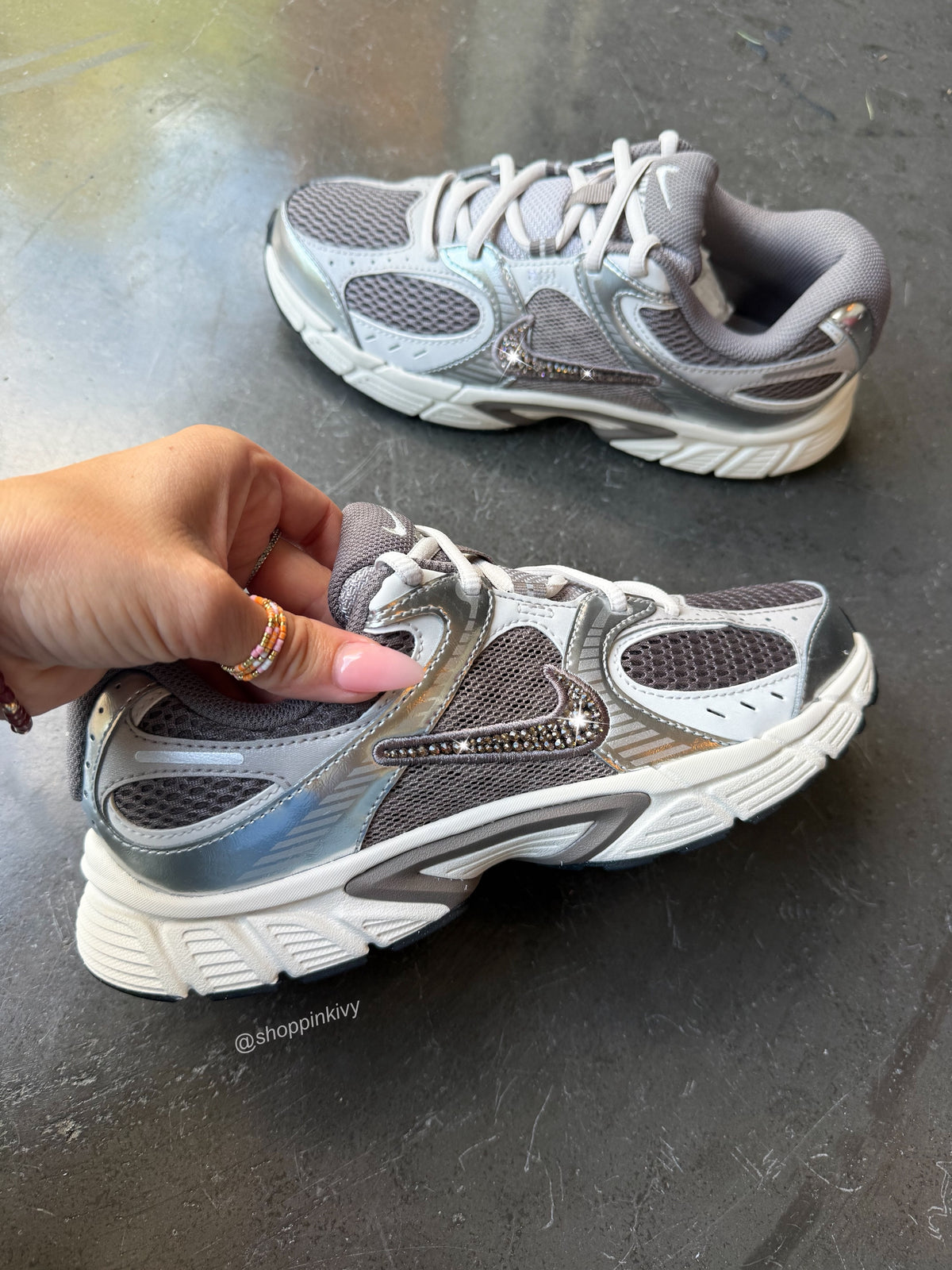 NEW Greige Metallic Swarovski Womens Nike Shoes