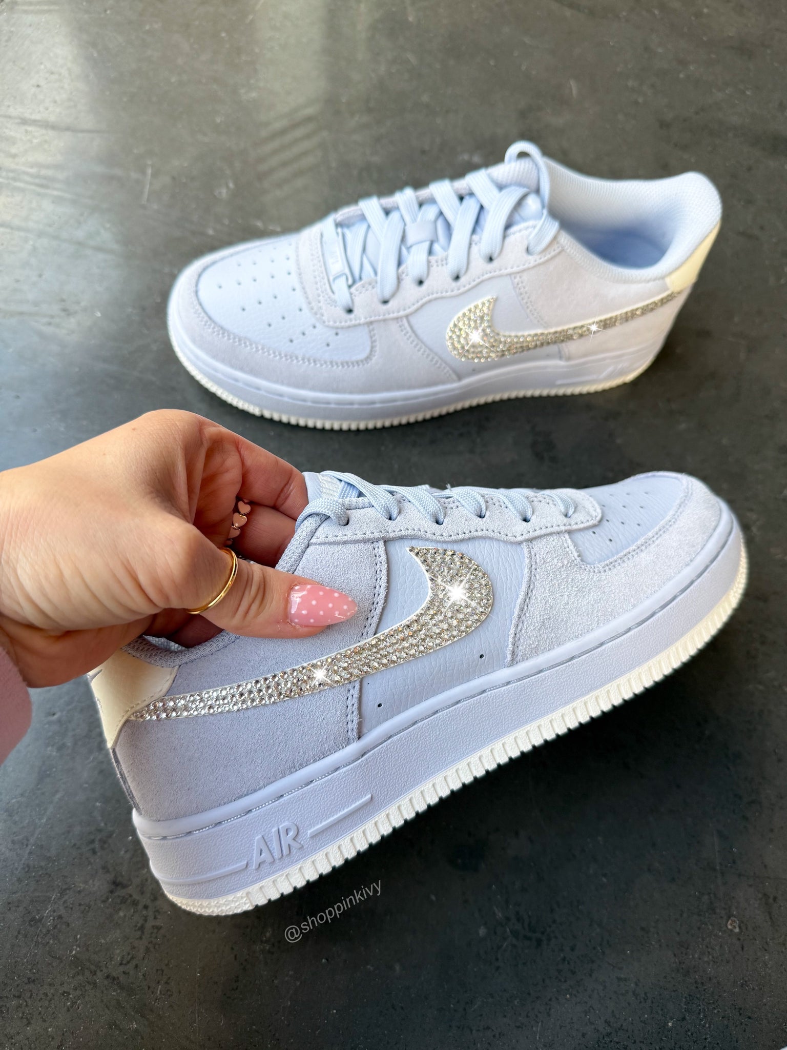 Spring ‘26 Powder Blue Swarovski Women’s Air Force 1 Low Shoes