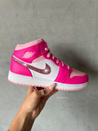 SIZE 6 VIRAL BARBIE Pink Swarovski Women’s Air Jordan 1 Mid Shoes