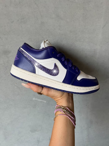 Purple Swarovski Women’s Air Jordan 1 Low Shoes