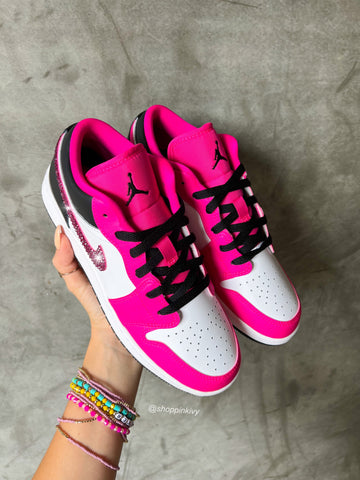 SIZE 8 Hot Pink Swarovski Women’s Air Jordan 1 Low Shoes