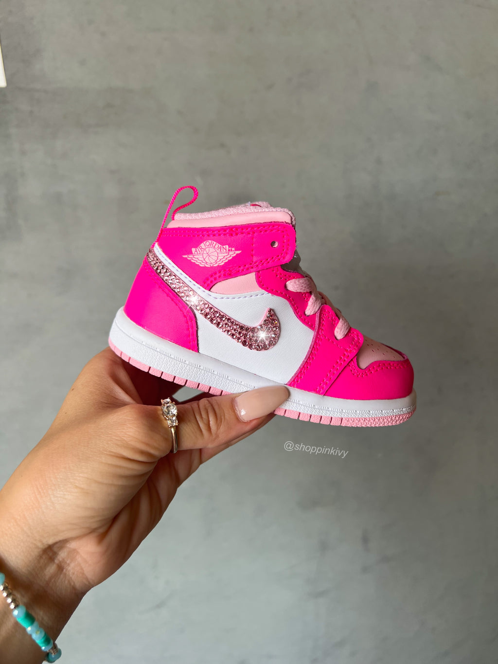 Pink Baby Toddler Pre-School Swarovski Jordan 1 Mid