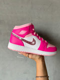 SIZE 6 VIRAL BARBIE Pink Swarovski Women’s Air Jordan 1 Mid Shoes