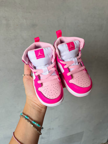 Size 9c Pink Baby ToddlerSwarovski Jordan 1 Mid