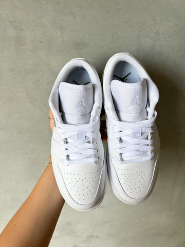 White Swarovski Women’s Air Jordan Retro 1 Low Shoes