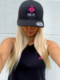 Pink Ivy Trucker Hat Black