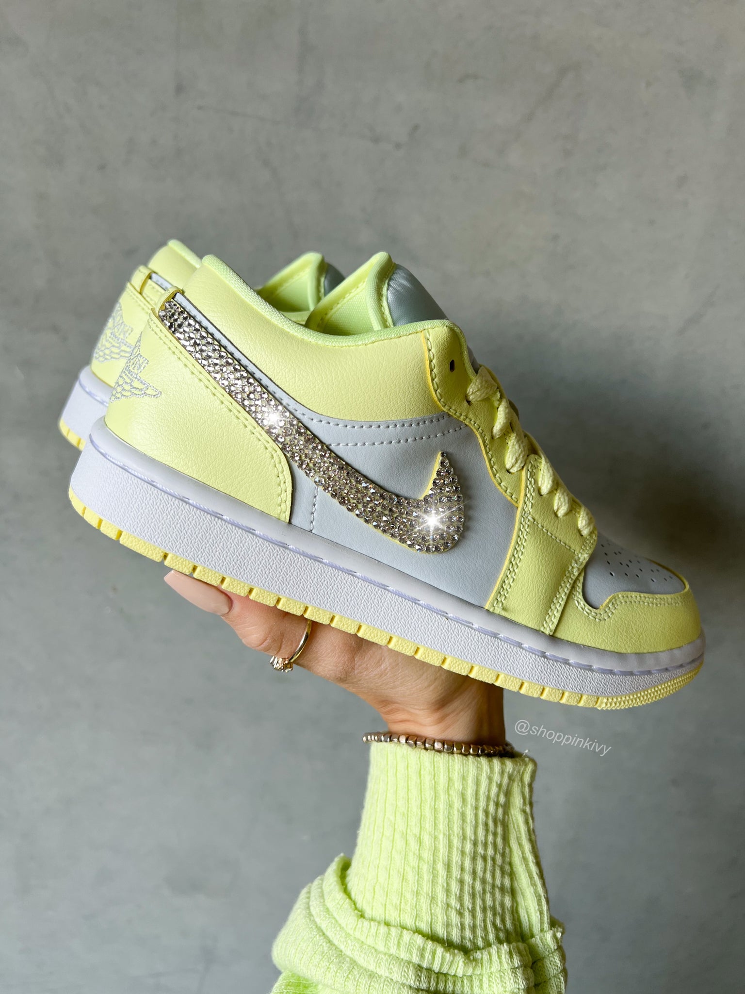 Neon Swarovski Women’s Air Jordan Retro 1 Low Shoes