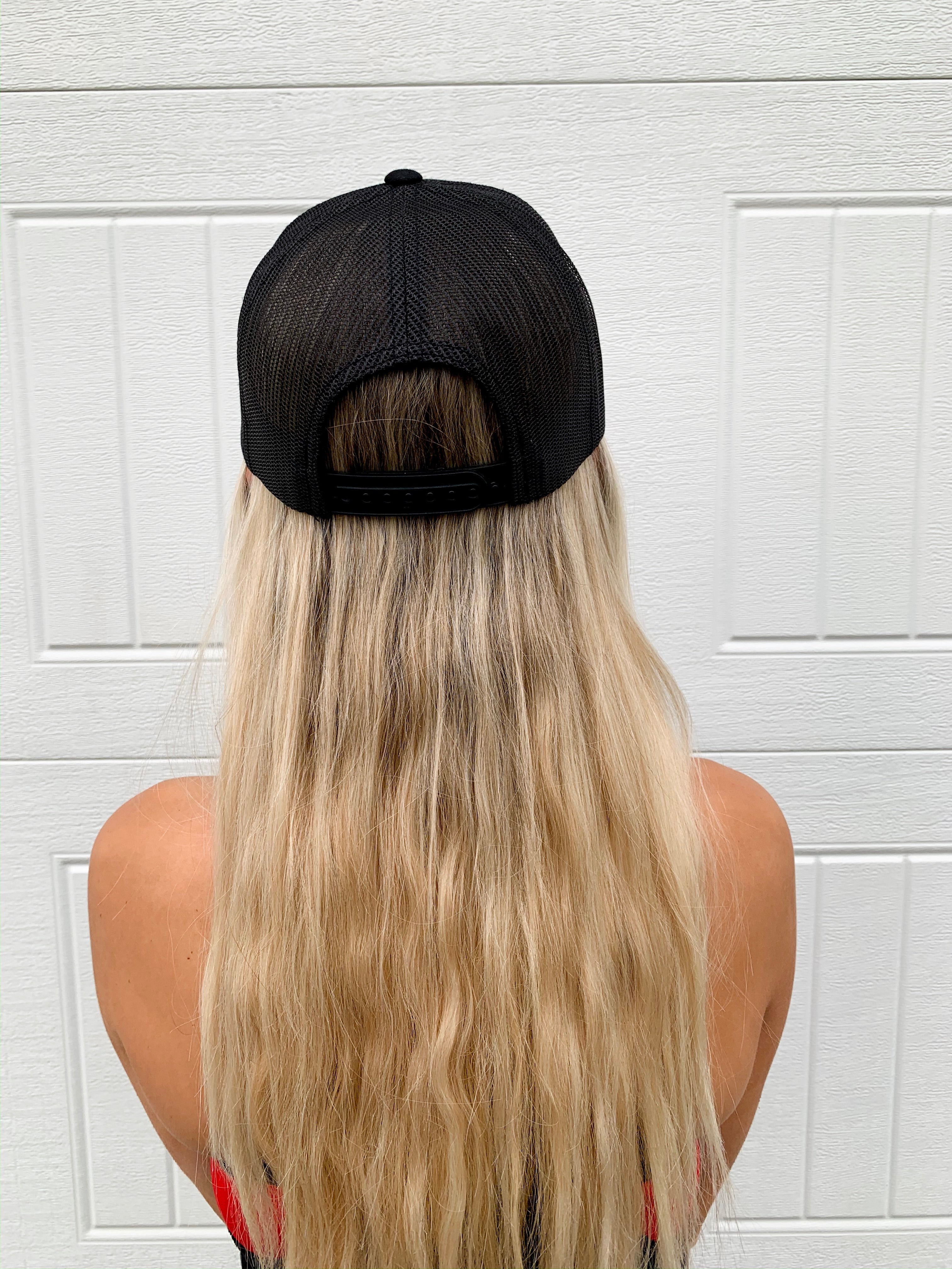 Pink Ivy Trucker Hat Black