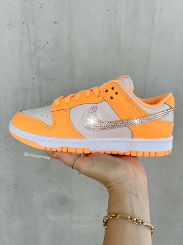 Zapatos Nike Dunk para mujer Swarovski naranja neón