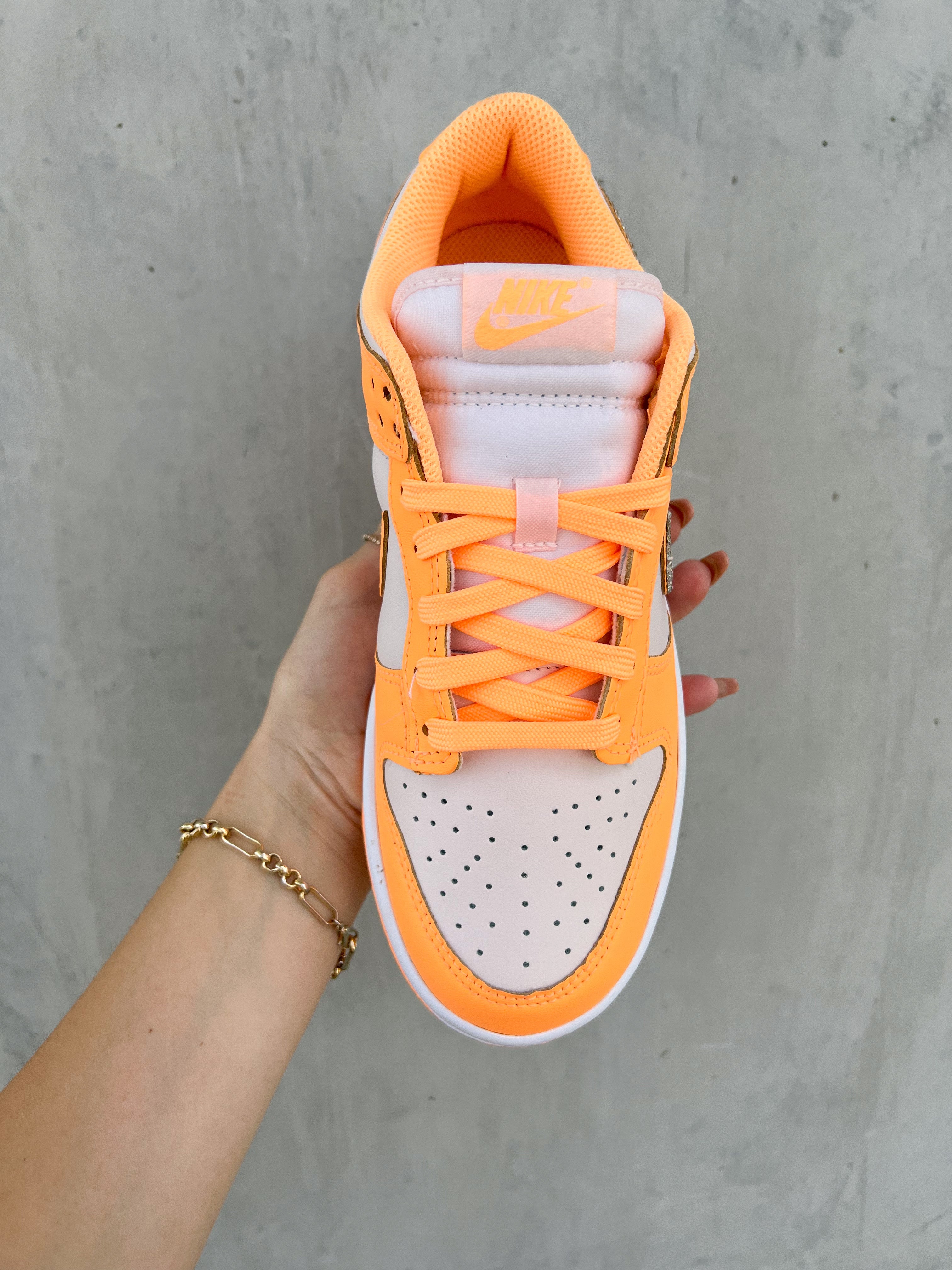 Zapatos Nike Dunk para mujer Swarovski naranja neón