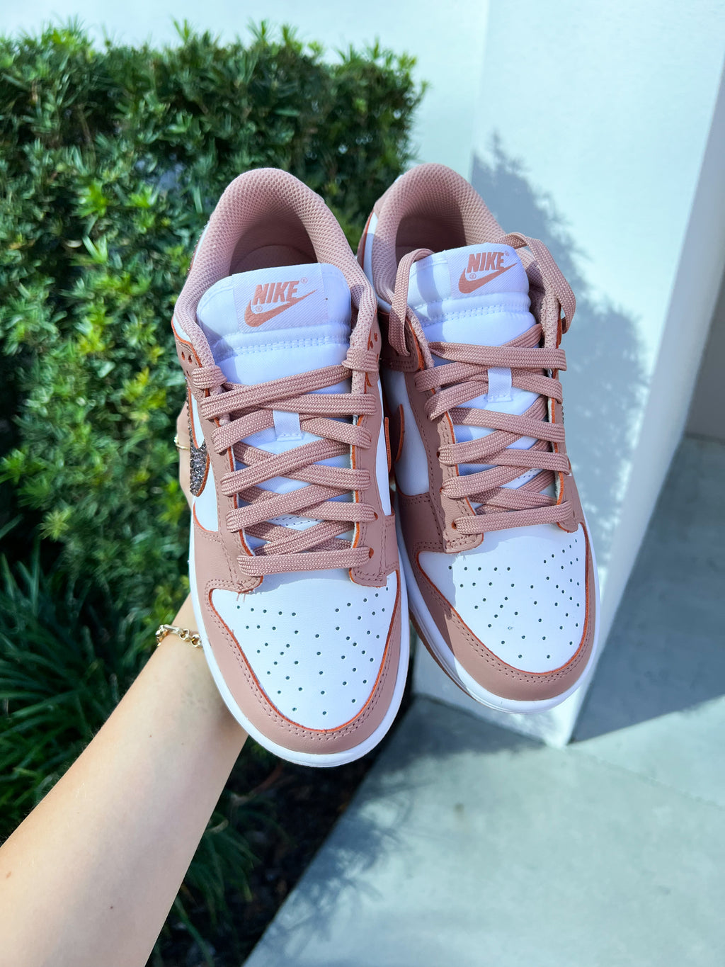 Rose Gold Swarovski Womens Nike Dunk Shoes