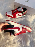 Red Swarovski Women’s Air Jordan Retro 1 Low Shoes Americana