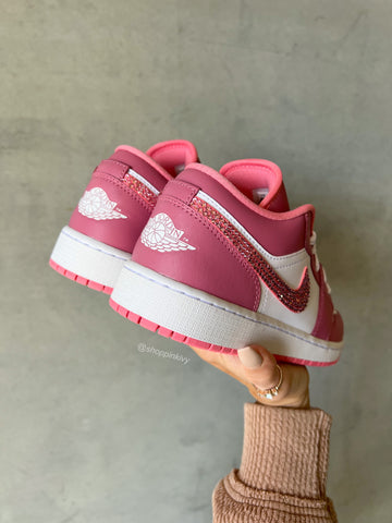 Pink Mauve Swarovski Women’s Air Jordan 1 Low Shoes