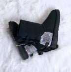 Black Ugg Boots Double Bailey Bow with Swarovski Crystals