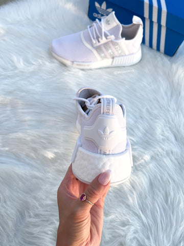 White Swarovski Adidas NMD Runner Casual Shoes